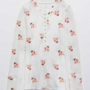 aerie Floral Henley Thermal Top